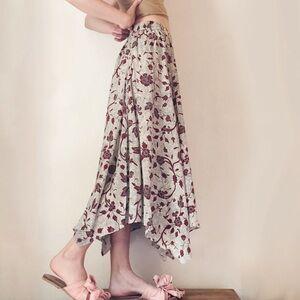 Ulla Johnson Ariana Floral Print Handkerchief Skirt 100% silk Gardenia Print 2